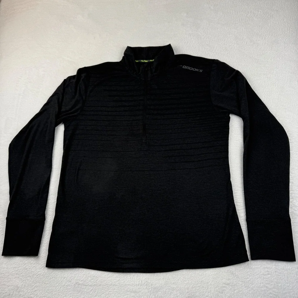 Brooks Quarter Zip Pullover Mens Medium Gray Equilibrium Running Thumbhole Top